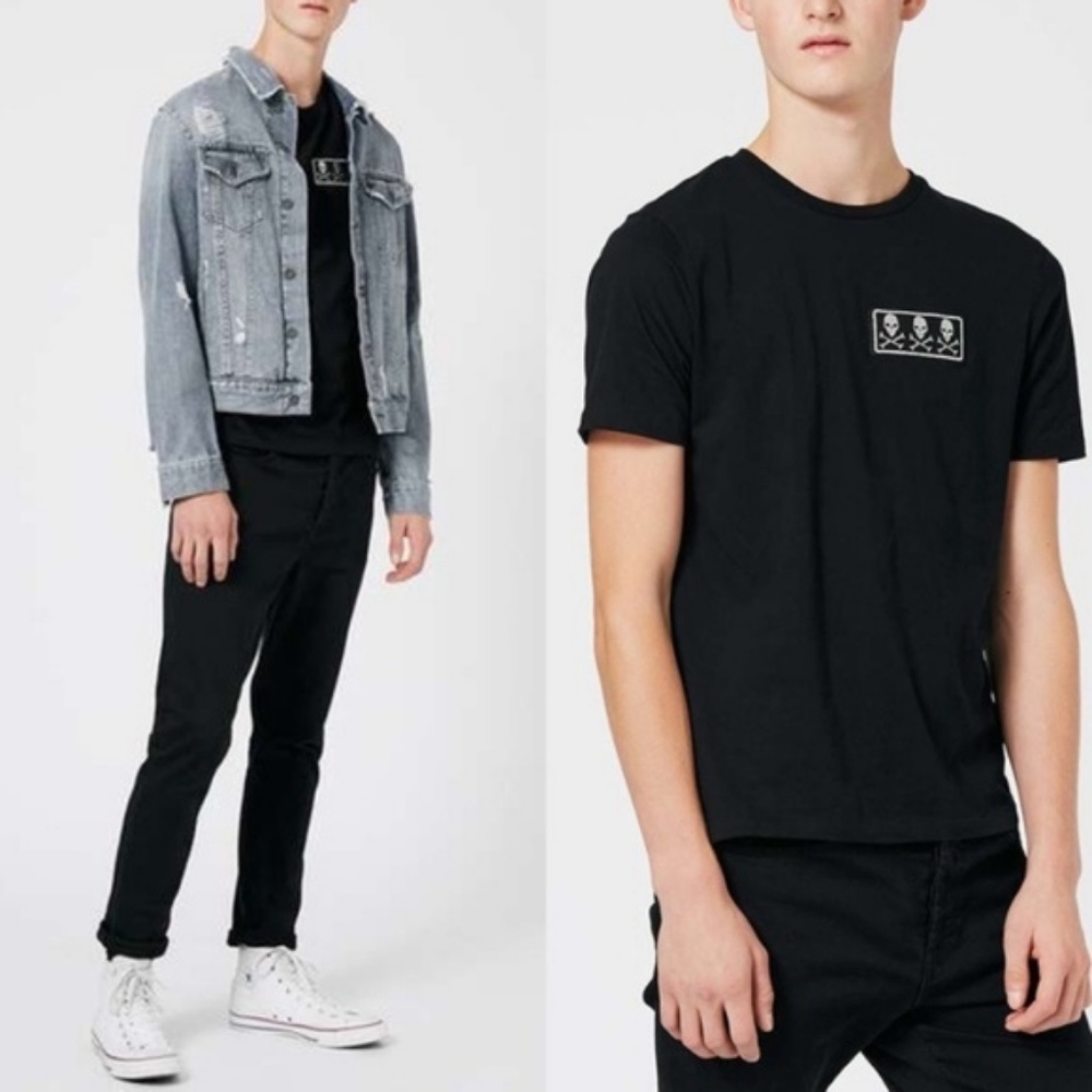 Topman Skulls and Crossbones Tee Men's Patch - Picture 2 of 5